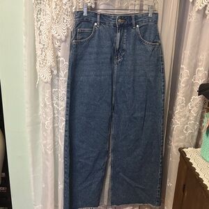 Anthropologie Pilcro Madi Front-Slit Denim Maxi Skirt Medium Wash Blue Sz 8